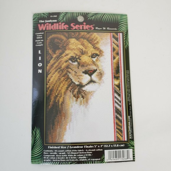 New Sealed Janlynn Wildlife Series Lion Counted Cross Stitch Kit 5X7 Animal - Picture 2 of 4